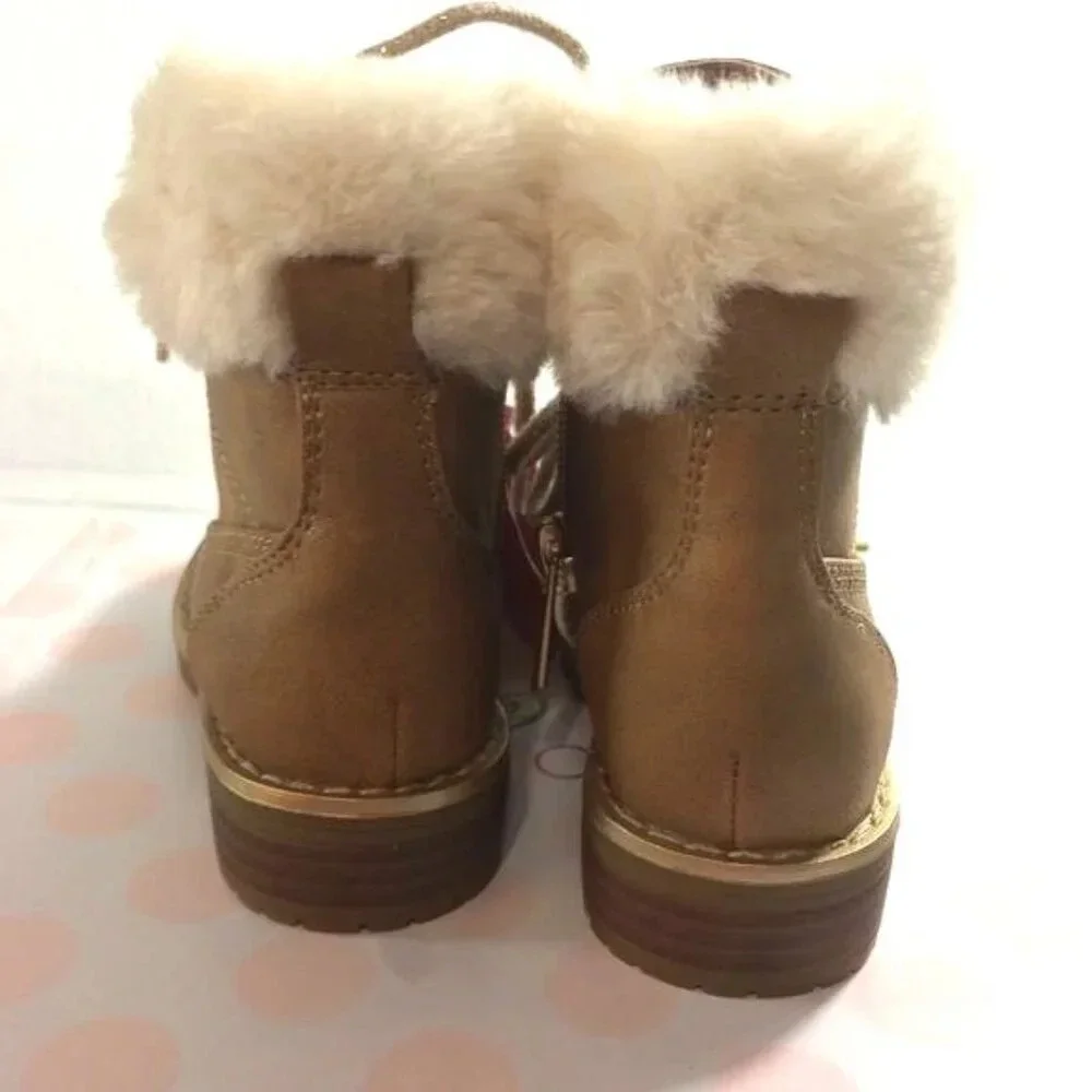 Cupcake Couture Shoes Baby Girls Size 6 M Brown Fur Lined Boots Style 701569  Ne